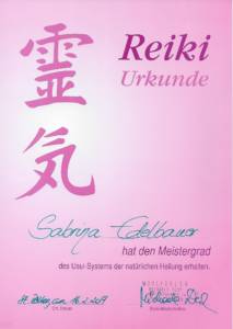 Urkunde Reiki-Meister